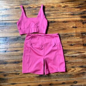 IVL Collective Hot Pink Biker Short Bra Set - Size Bra 8 Shorts 10